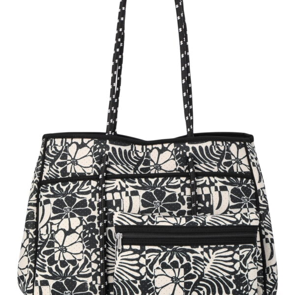 No Boundaries Women's Neoprene Beach Tote Bag, Black/White