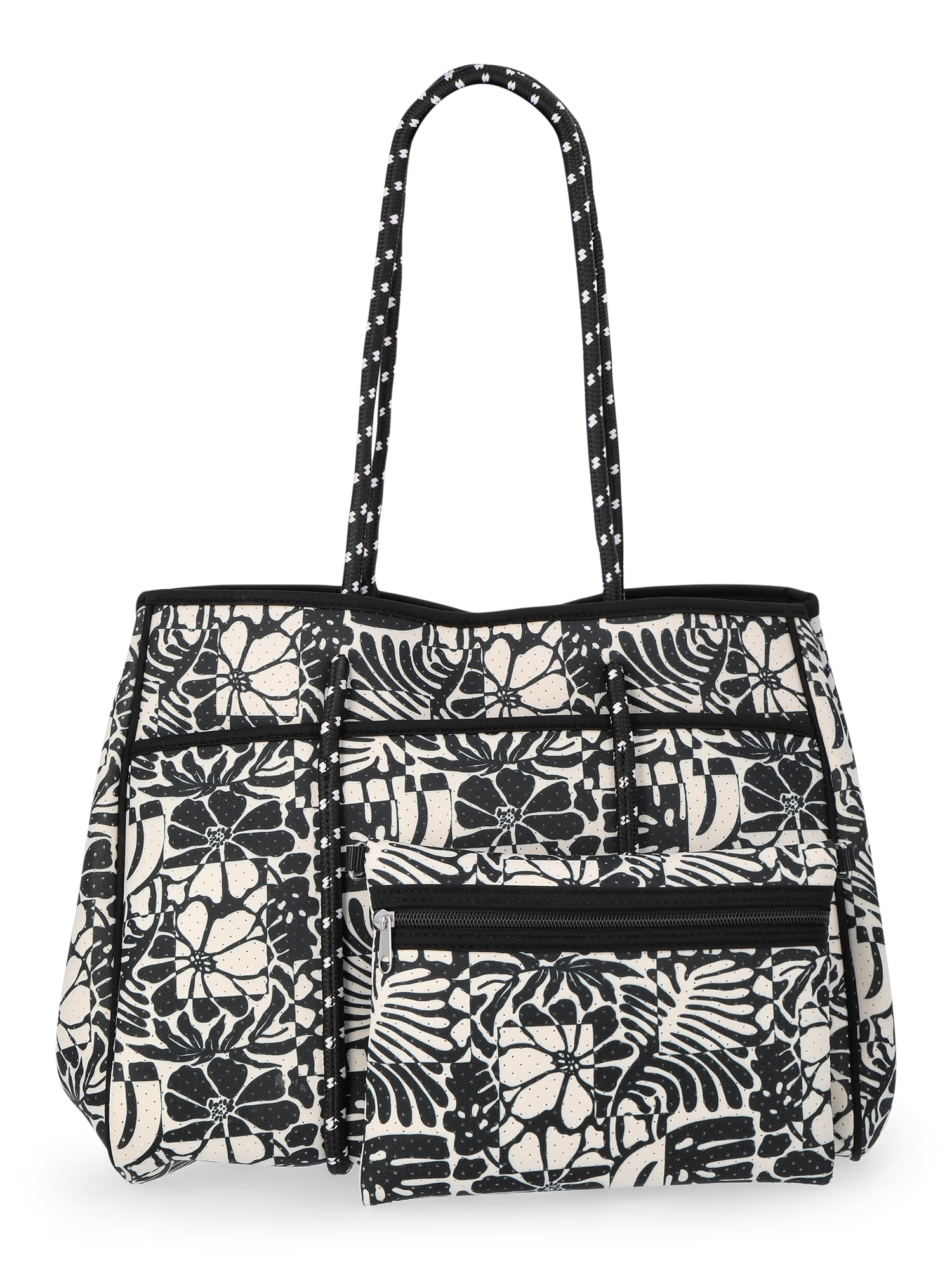 No Boundaries Women's Neoprene Beach Tote Bag, Black/White