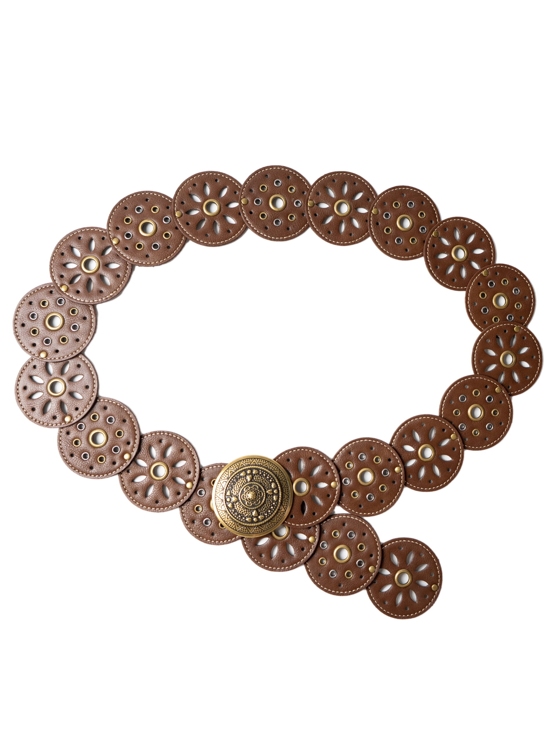 No Boundaries Women's Boho Concho Belt, Brown