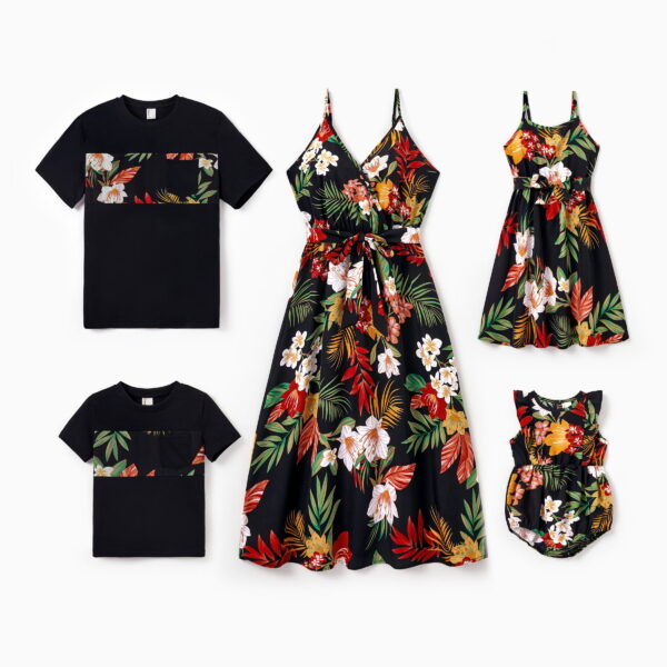 PatPat Boys Graphic Tees Family Matching Outfits Short Sleeve Shirt Casual Tops, Black, Boy 2 Years