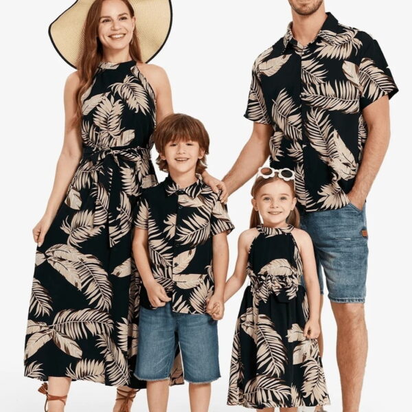 PatPat Family Matching Outfits Mommy and Me Hawaiian Shirt for Men Short-sleeve Caribbean Mens Dress Shirts for Couple Father's Day Gifts，M-XXL