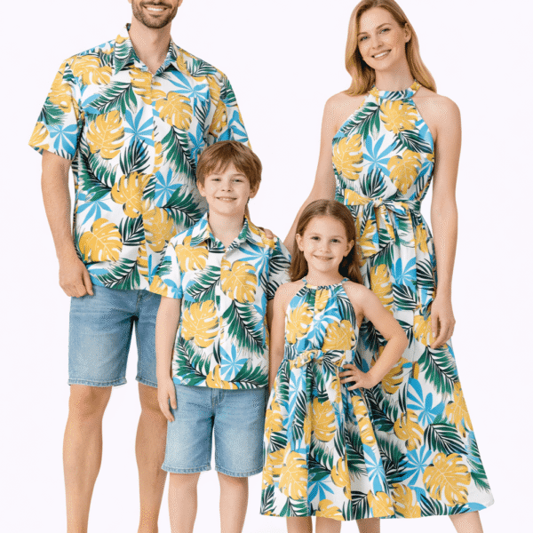 PatPat Women Summer Dresses Couple Matching Outfits Casual Sundress Halter Yellow Floral Tropical Vacation Dresses for Women,S-XL