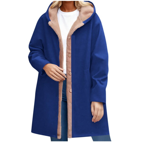SwiftWear Women's Plus-Size Winter Coat with Plush Lining, Hooded Button Front Jacket, Oversized Long Outerwear for Cold Weather