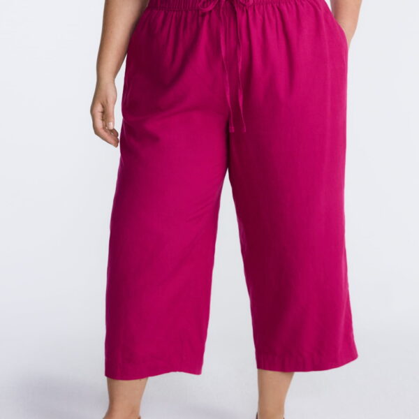 Terra & Sky Women’s Plus Cropped Linen Blend Pants, 27” Inseam, Sizes 0X-5X