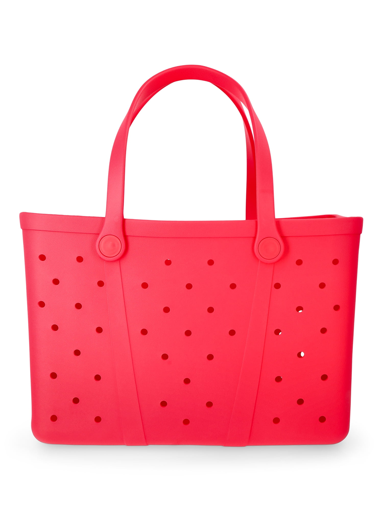 Time and Tru Women's Waterproof EVA Beach Tote Bag, Coral Pink
