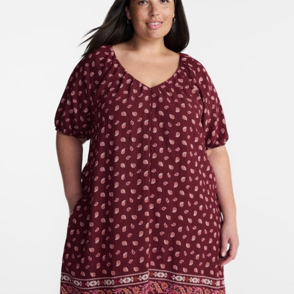 Terra & Sky Women’s Plus V-Neck Mini Dress, Sizes 0X-5X