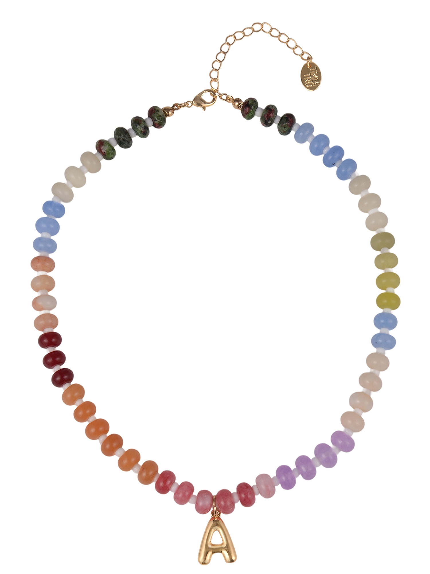Time and Tru Goldtone Multicolored Bead Initial "A" Necklace