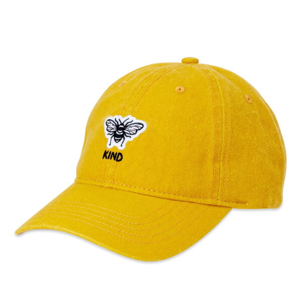 Time and Tru Women's Autumn Gold Embroidered Bee Kind Washed Cotton Twill Baseball Hat Autumn Gold