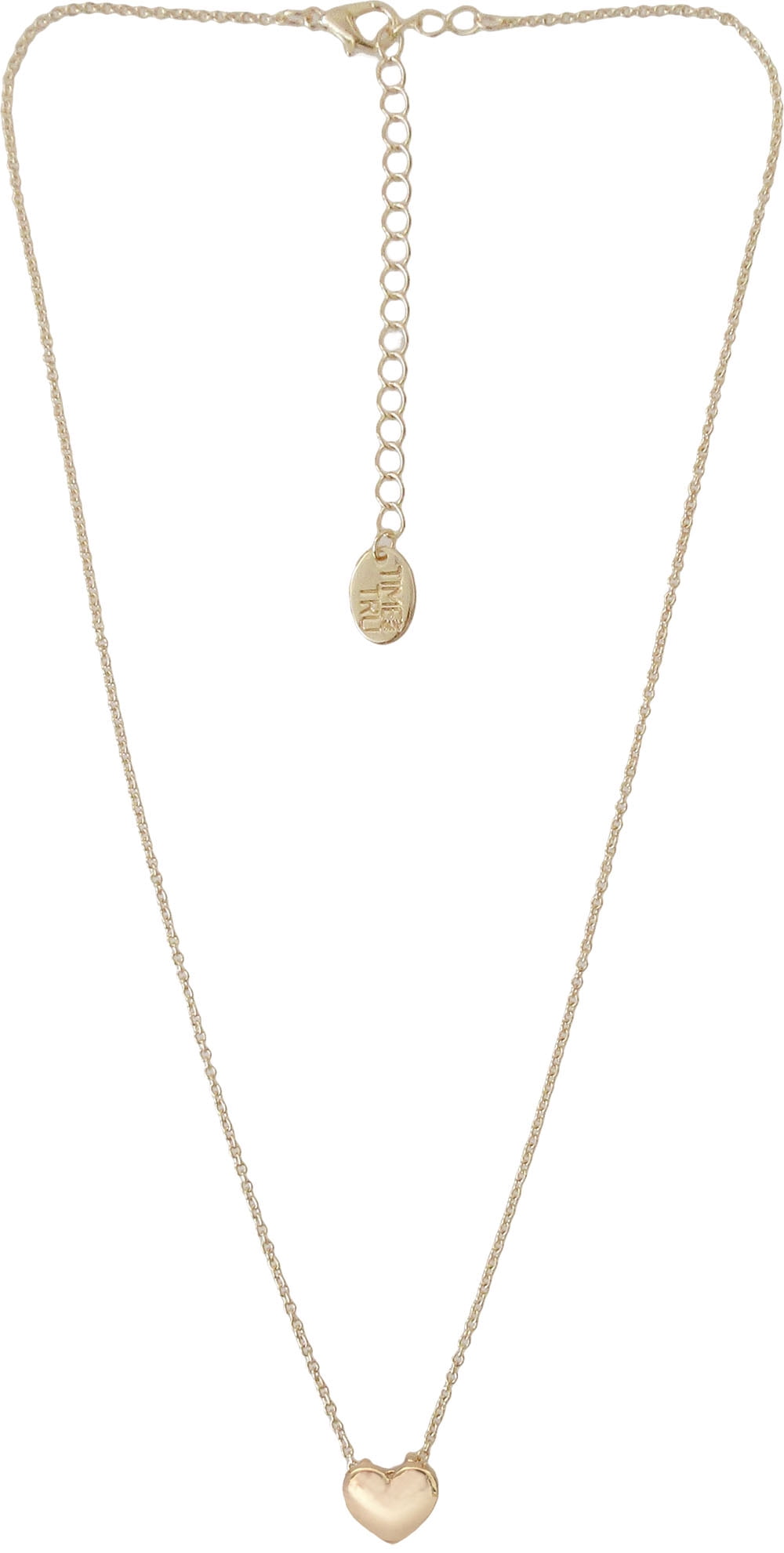 Time and Tru Women's Gold Tone Heart Pendant Necklace 18" with Extender