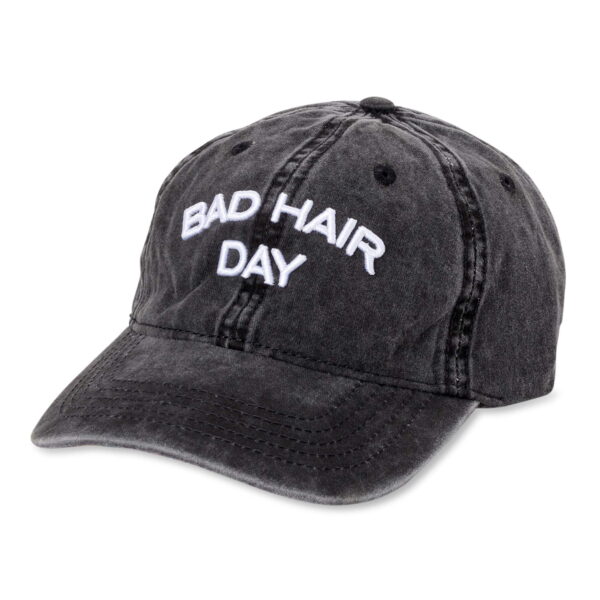 Time and Tru Women's Washed Cotton Twill Embroidered Bad Hair Day Baseball Hat Black Soot