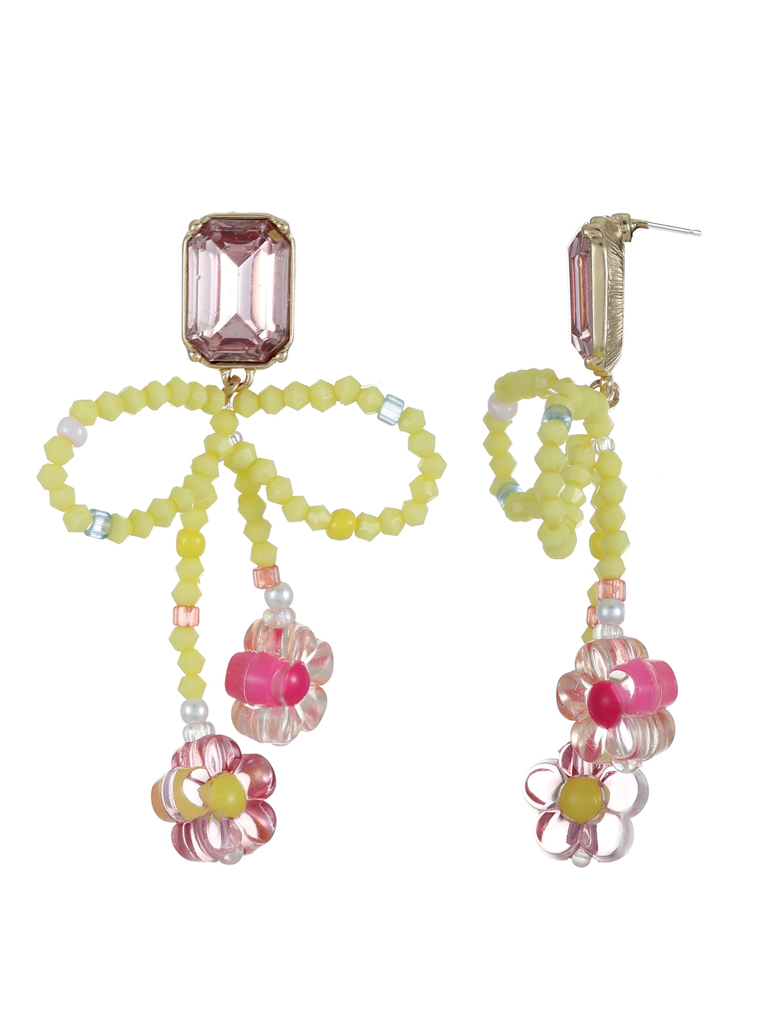 Way to Celebrate Easter Green and Pink Bow Earrings, 1 Pair