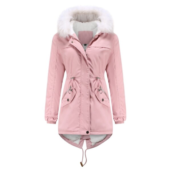 Women's Winter Mid-Length Overcoat with Attached Hood Soft Plus Size Outerwear for Cold Weather Comfort