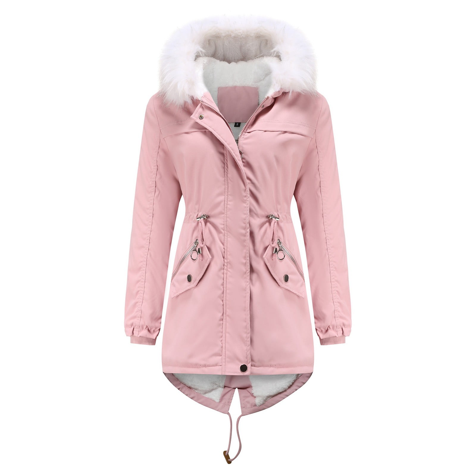 Women's Winter Mid-Length Overcoat with Attached Hood Soft Plus Size Outerwear for Cold Weather Comfort
