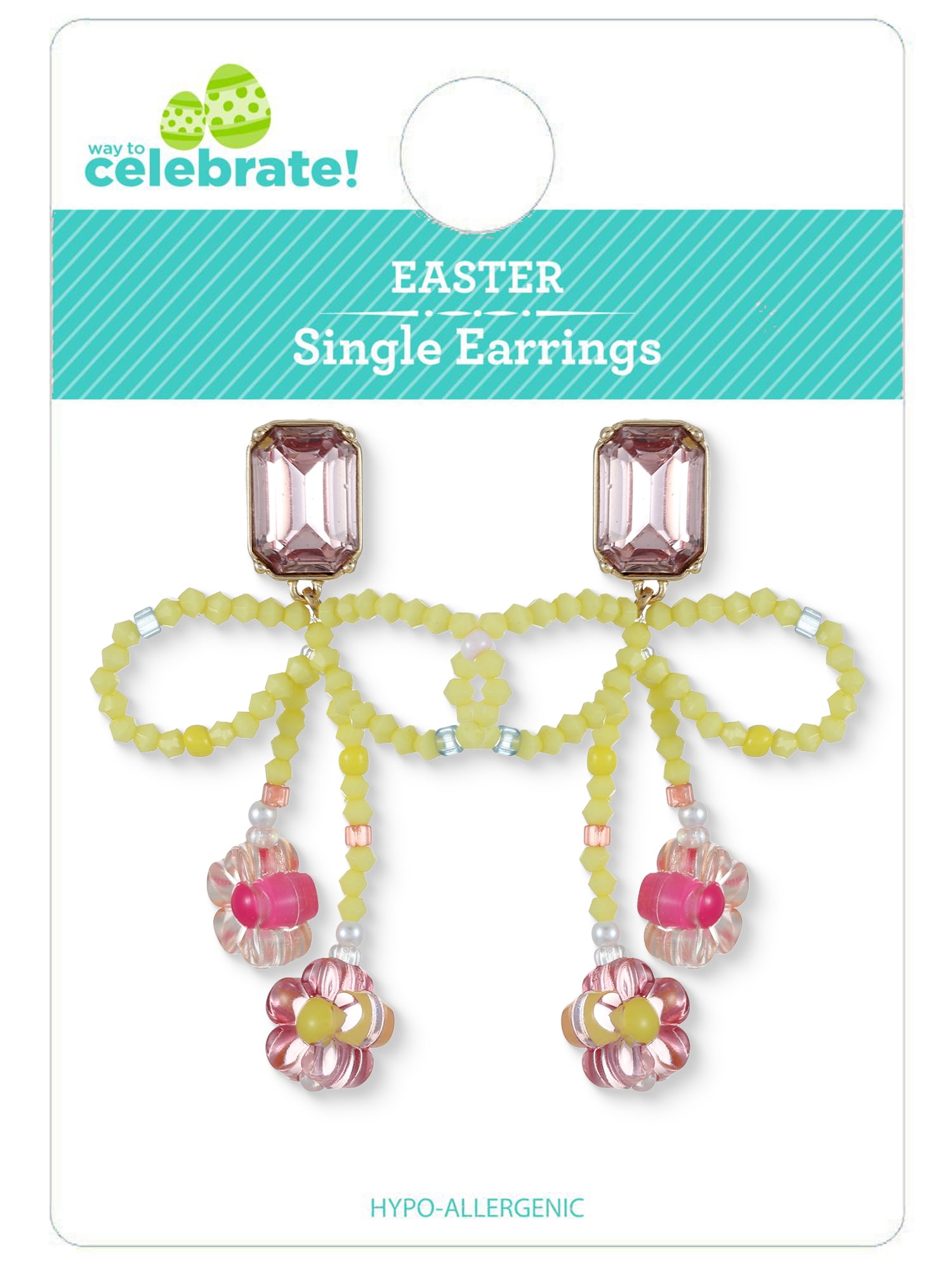 Way to Celebrate Easter Green and Pink Bow Earrings, 1 Pair - Image 4