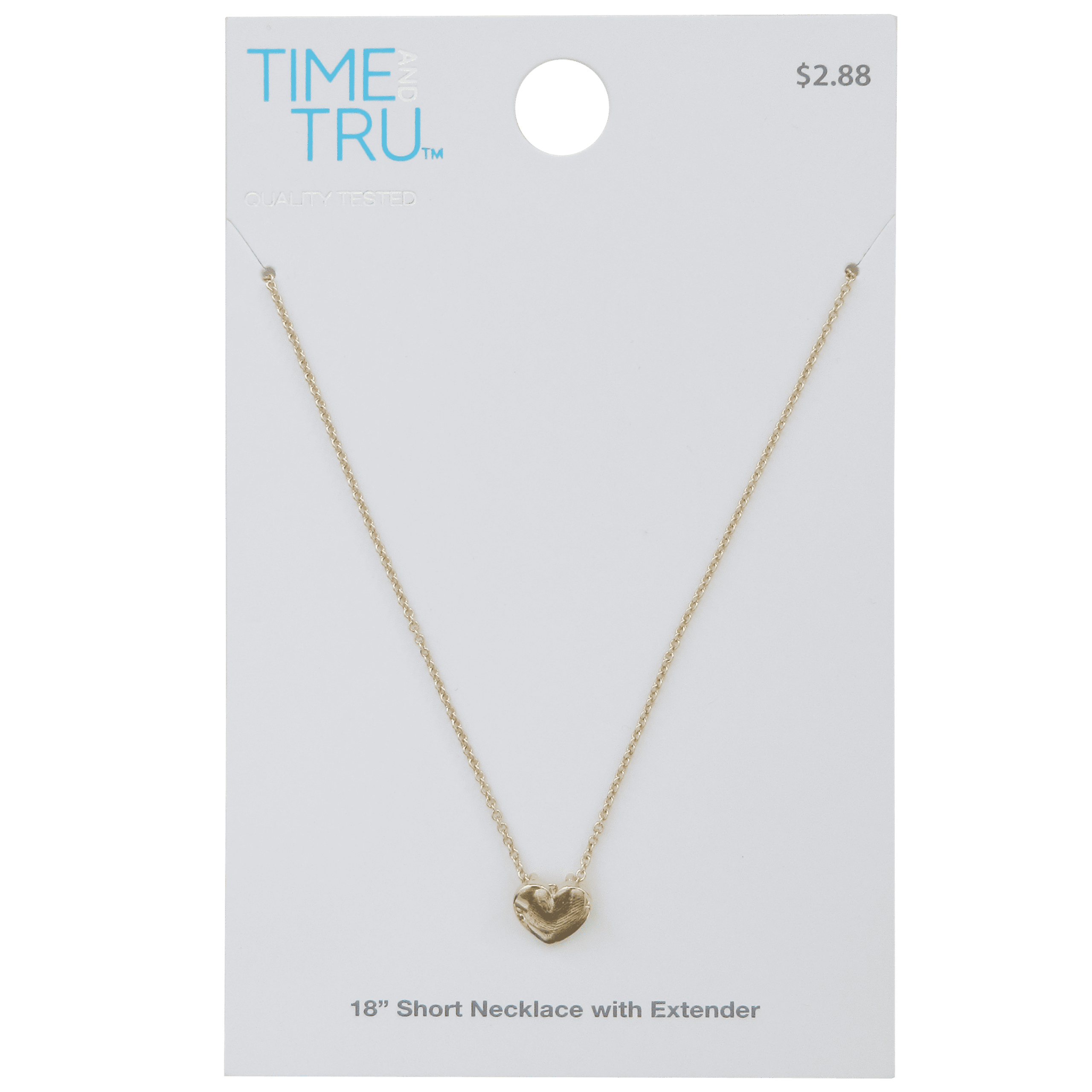 Time and Tru Women's Gold Tone Heart Pendant Necklace 18" with Extender - Image 4