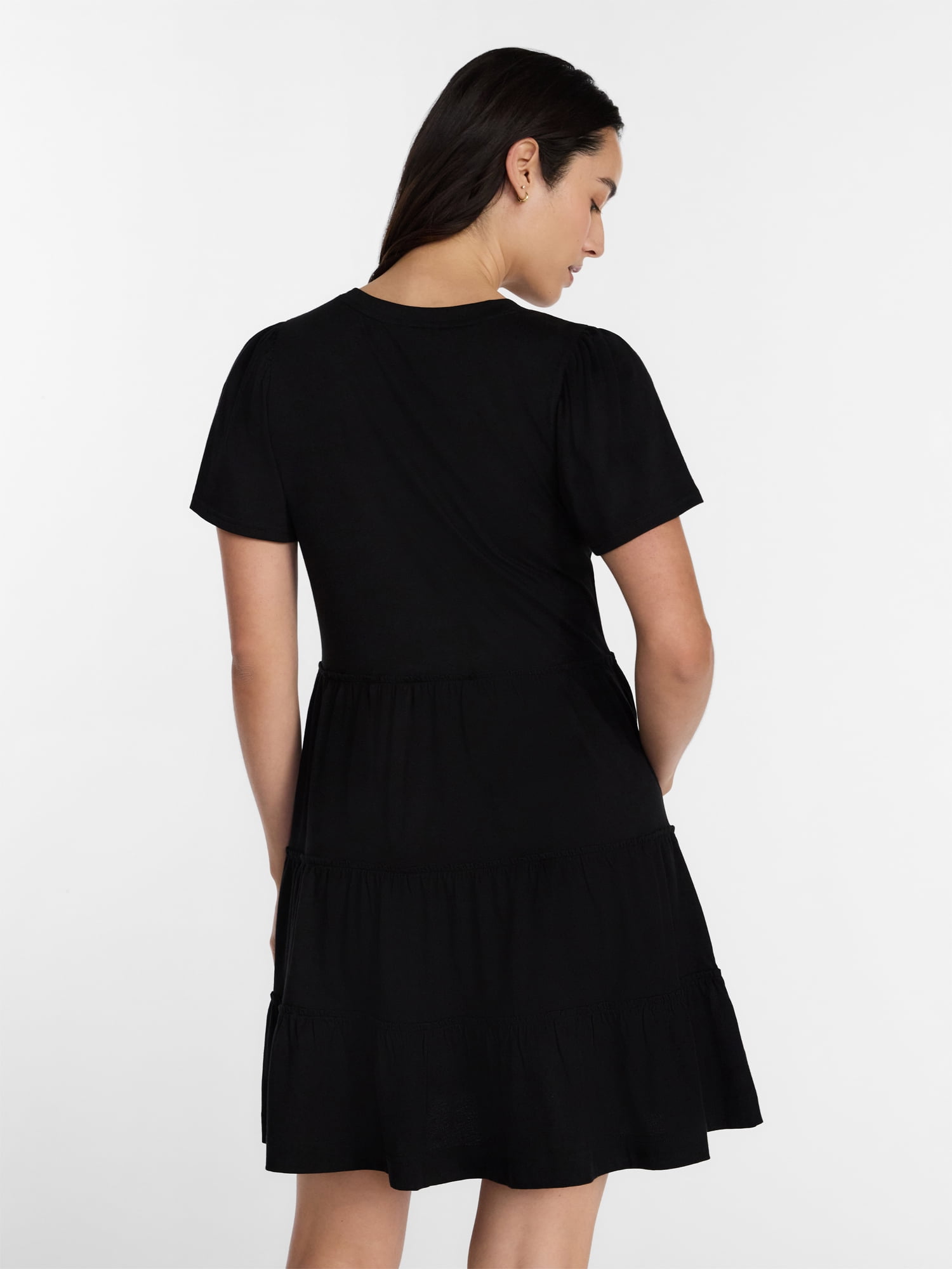 Time and Tru Women's and Women’s Plus Cotton Swing Dress with Short Sleeves, Sizes XS-4X - Image 4