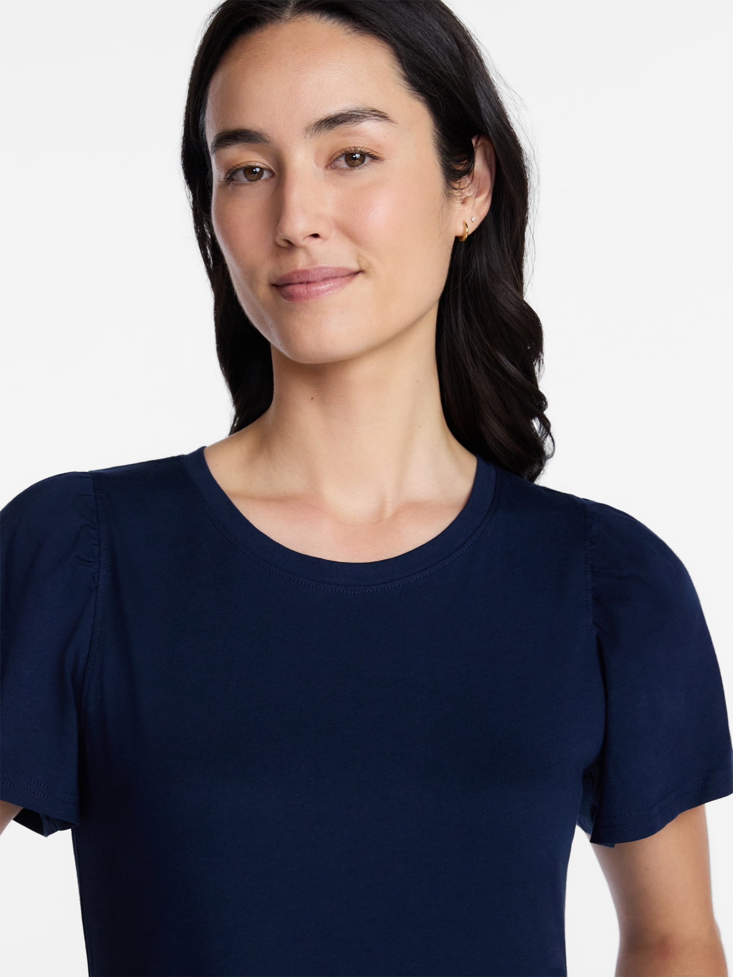Time and Tru Women's and Women’s Plus Cotton Swing Dress with Short Sleeves, Sizes XS-4X - Image 5