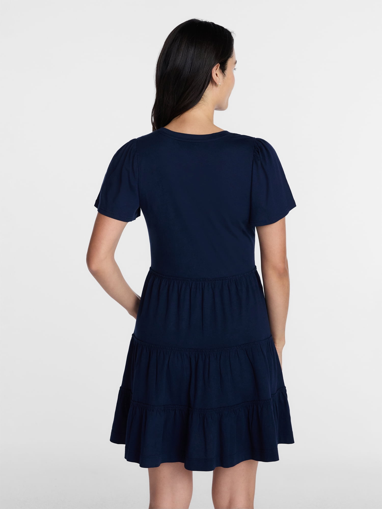 Time and Tru Women's and Women’s Plus Cotton Swing Dress with Short Sleeves, Sizes XS-4X - Image 4