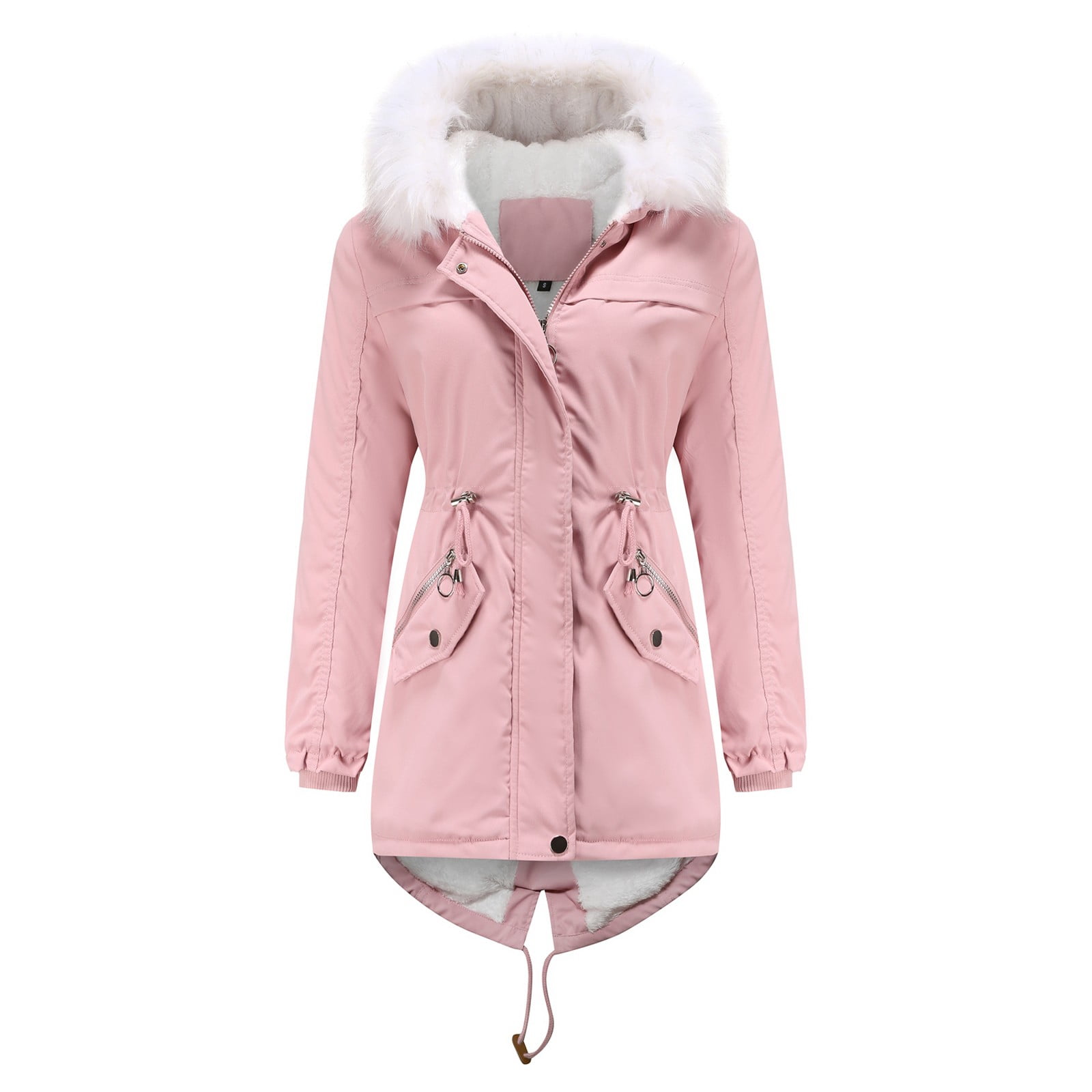 Women's Winter Mid-Length Overcoat with Attached Hood Soft Plus Size Outerwear for Cold Weather Comfort - Image 2