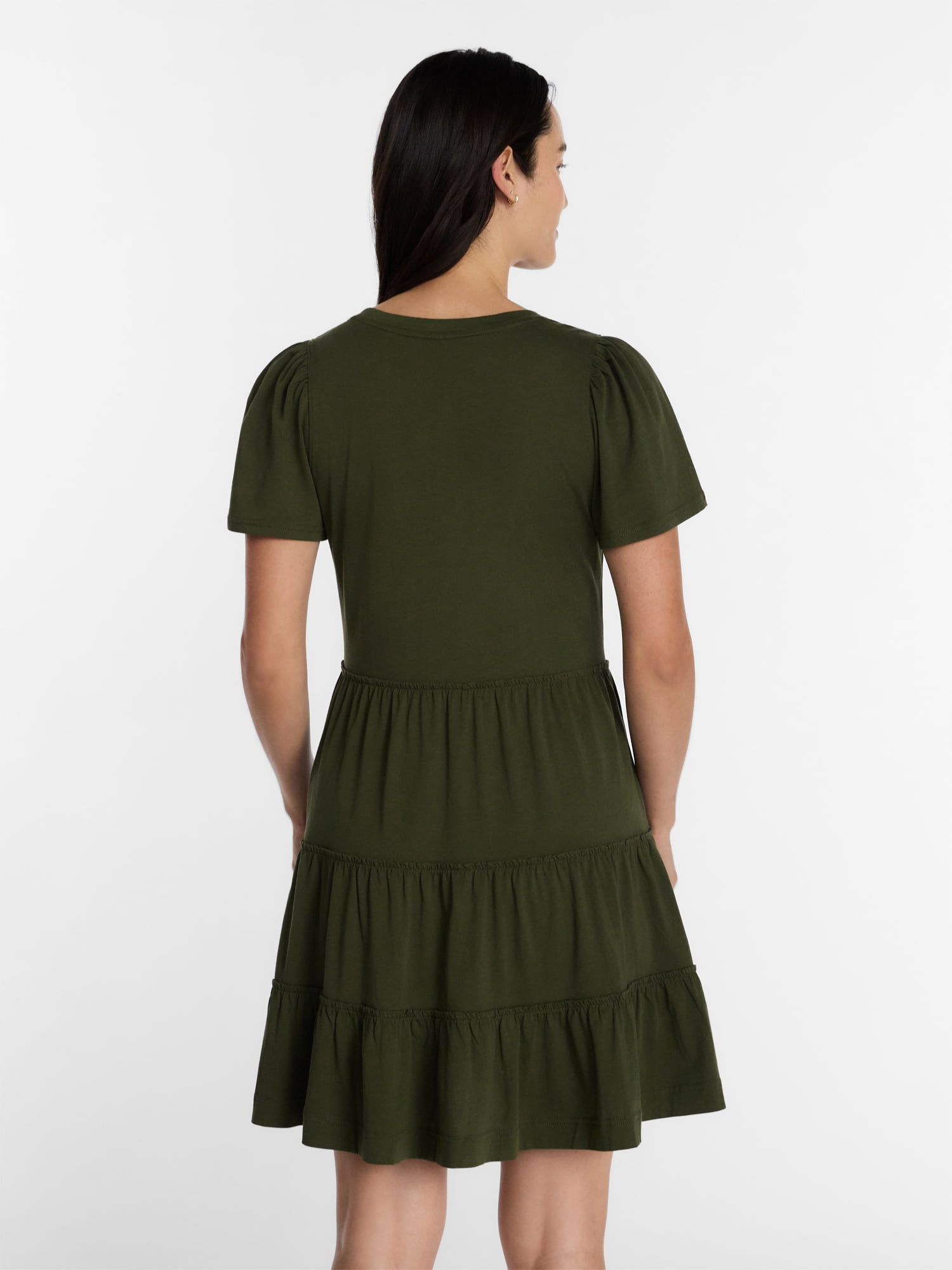 Time and Tru Women's and Women’s Plus Cotton Swing Dress with Short Sleeves, Sizes XS-4X - Image 4