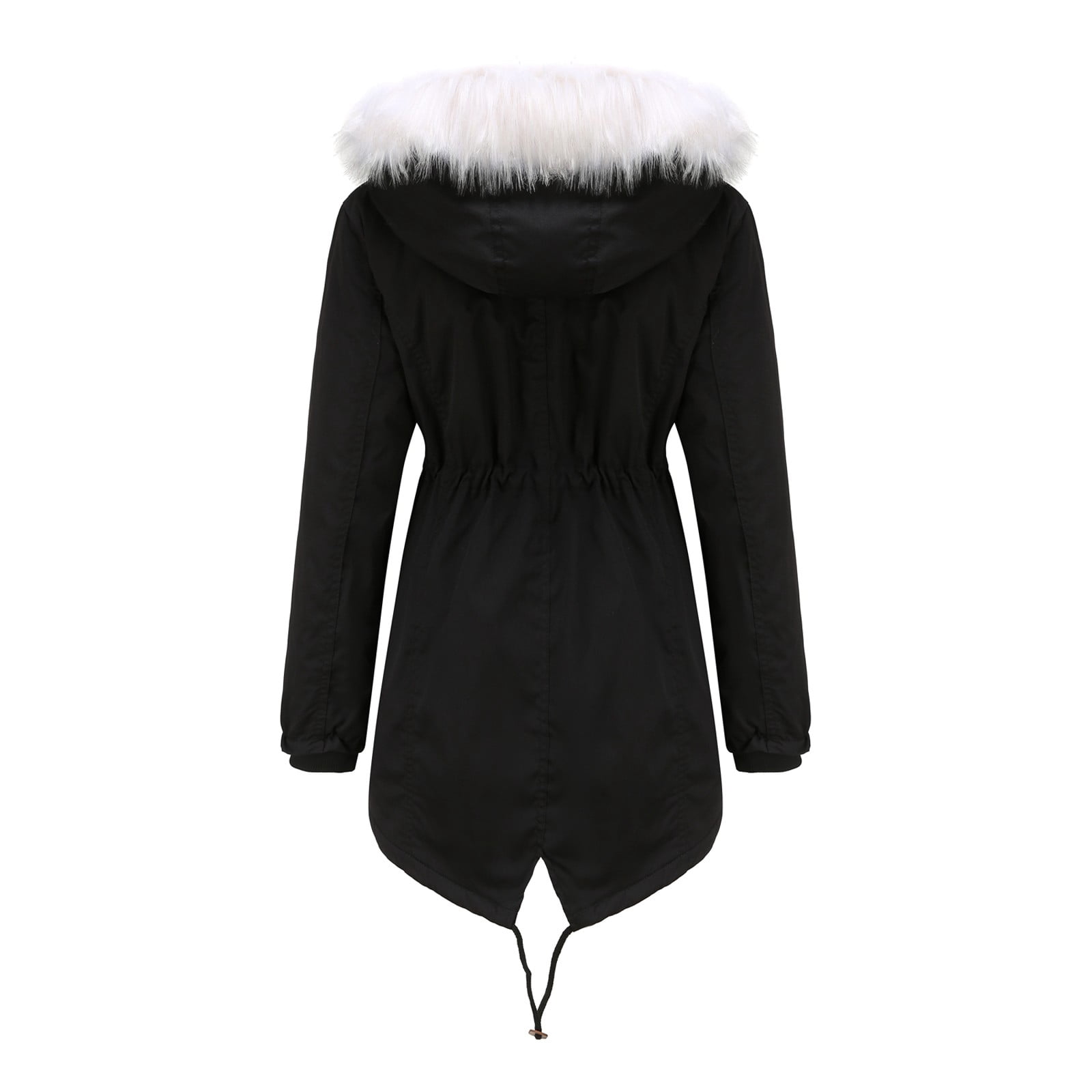 Women's Winter Mid-Length Overcoat with Attached Hood Soft Plus Size Outerwear for Cold Weather Comfort - Image 6