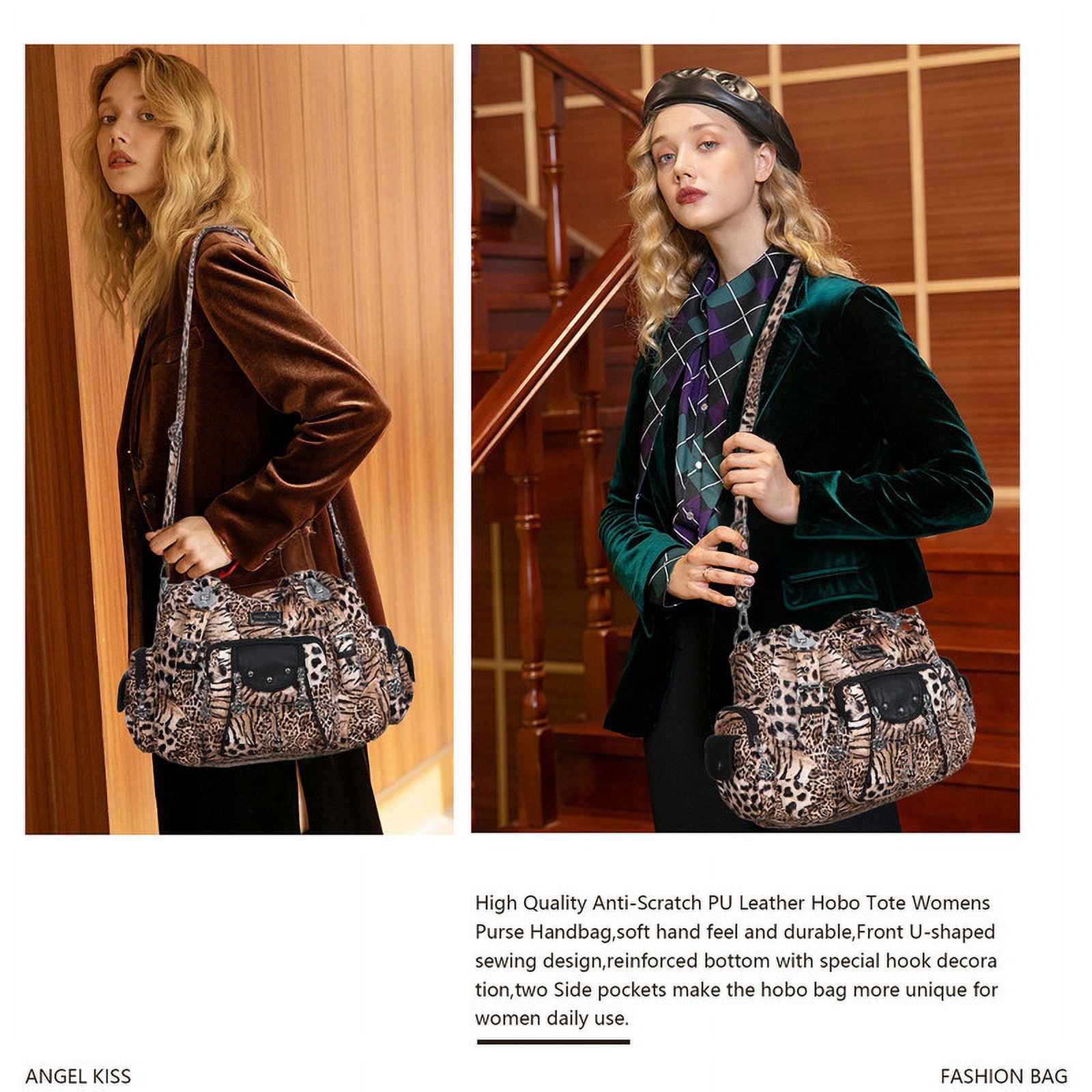Angel Kiss for Women Large capacity Vegan Leather wallet and Handbags Crossbody Purses Multi pocket shoulder bag - Image 5