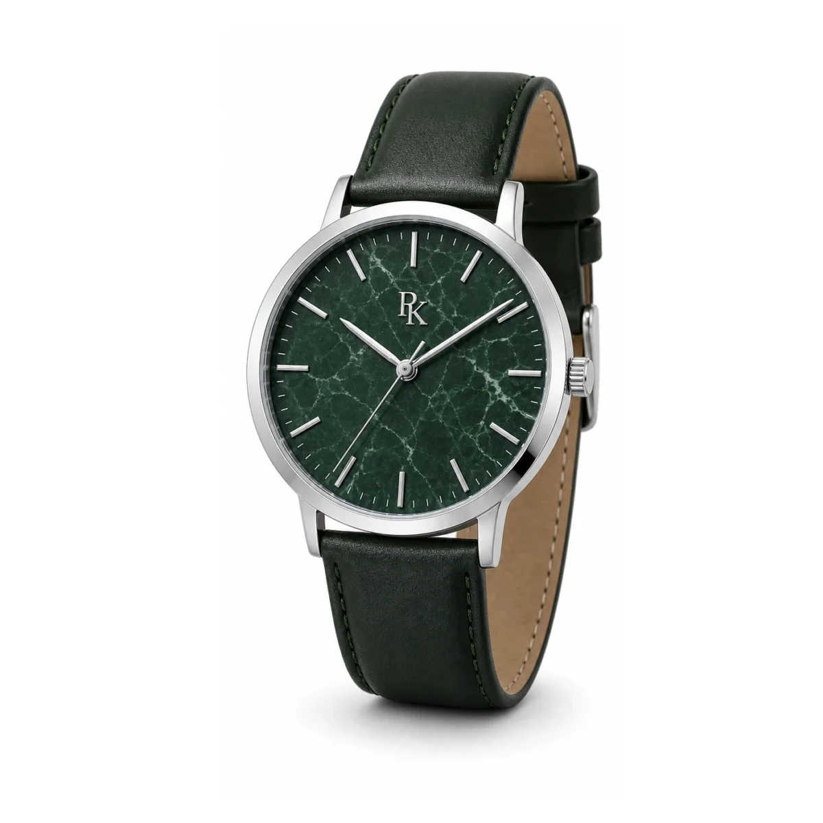 rk-atl-40-grn-mrb-angle Royal Kinzy Atelier 40mm Green Marble Watch - Image 3