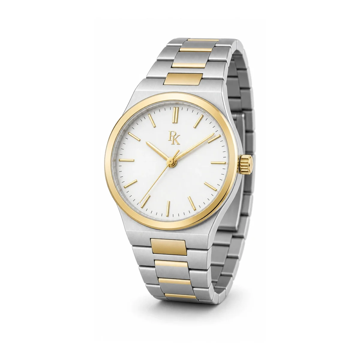 rk-ech-39-wht-ttn-front Royal Kinzy Echelon 39mm White Two Tone Integrated Watch - Image 2