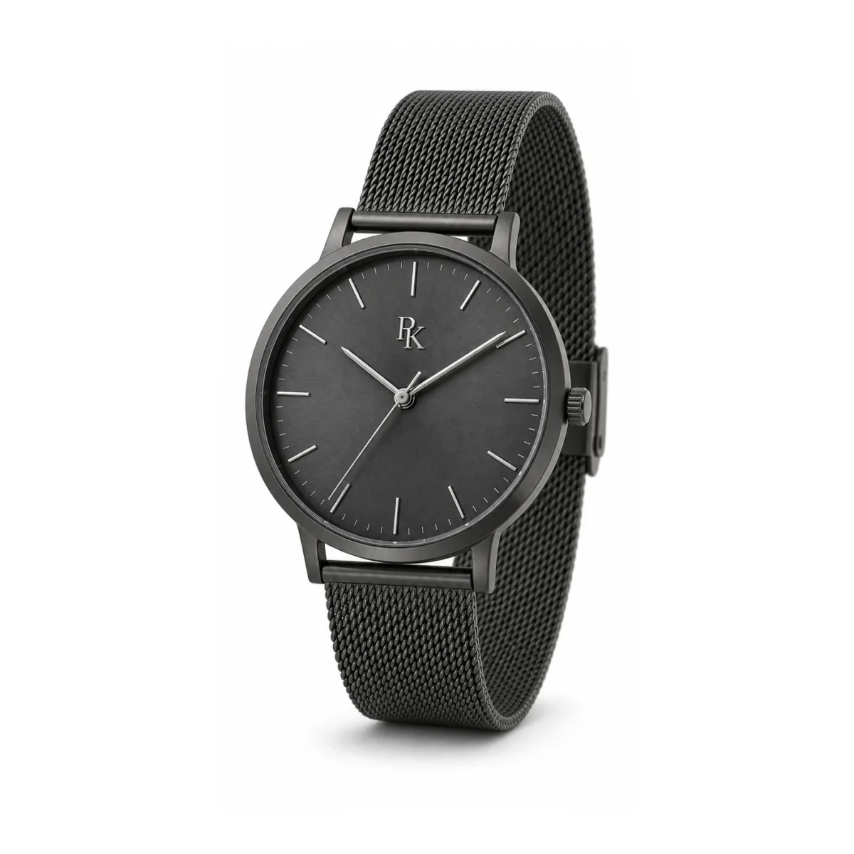 rk-min-40-chr-msh-front Royal Kinzy Minima 40mm Charcoal Mesh Minimalist Watch - Image 2