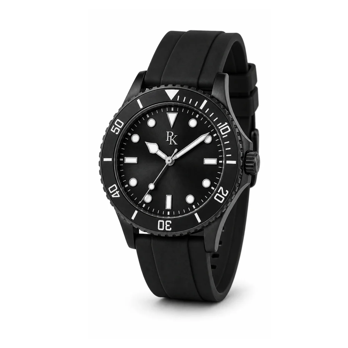 rk-mrn-42-blk-rbr-angle Royal Kinzy Mariner 42mm Black Rubber Sport Watch - Image 3