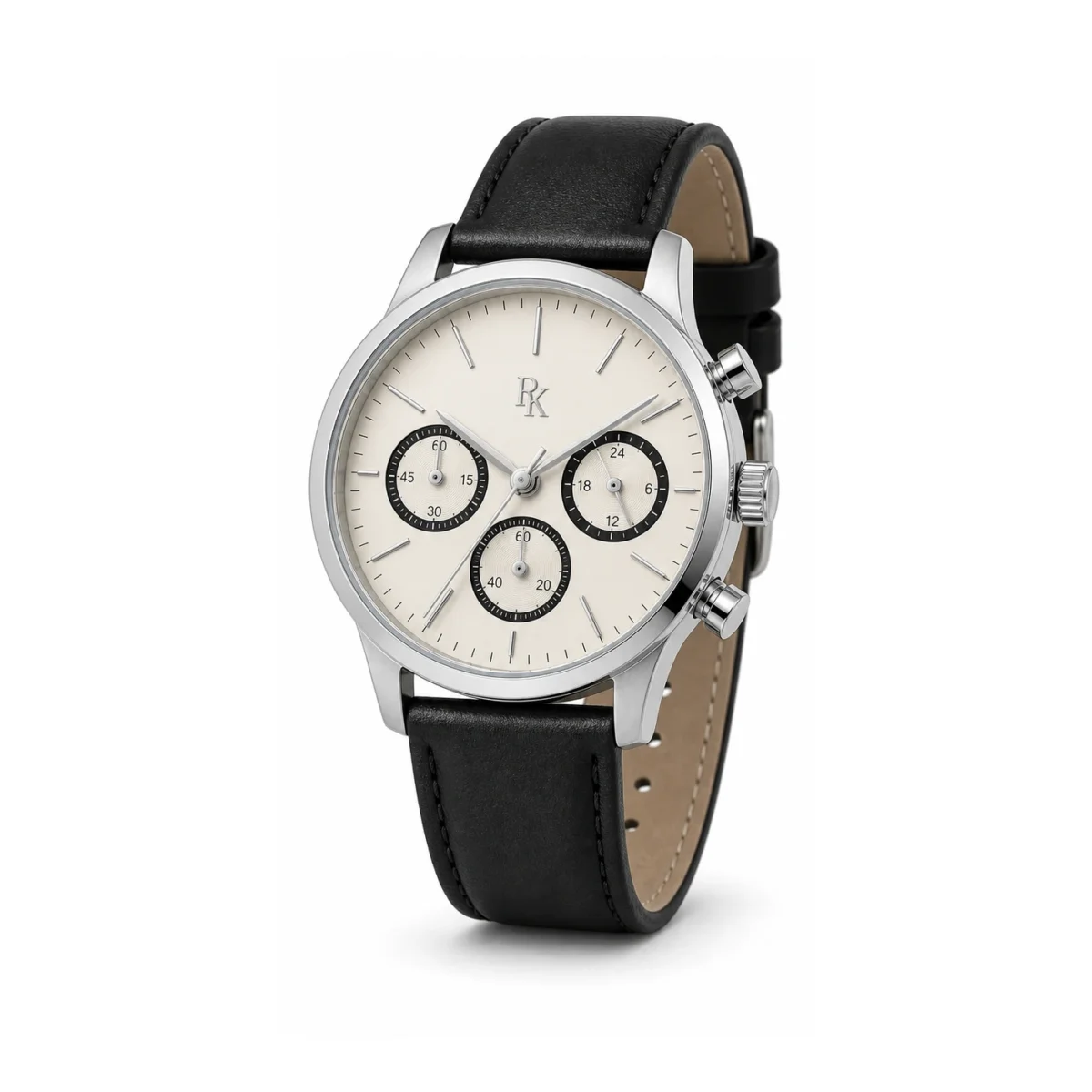 rk-tmp-42-ivy-blk-front Royal Kinzy Tempo 42mm Ivory Black Chronograph Watch - Image 2