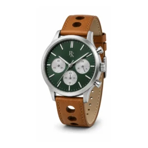 Royal Kinzy Tempo 44mm Green Tan Chronograph Watch