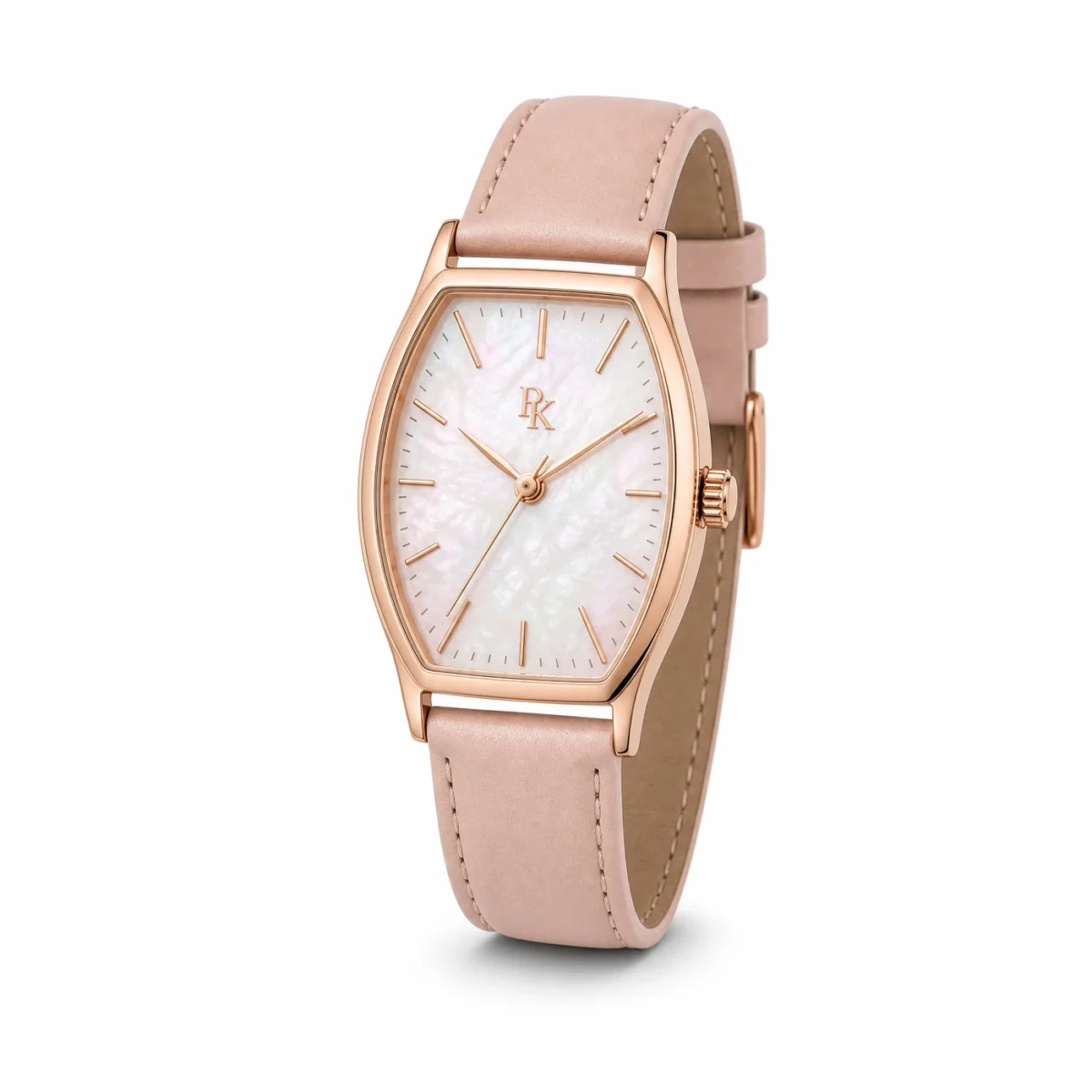 rk-ton-36-rse-mop-angle Royal Kinzy Tonneau 36mm Rose Pearl Tonneau Watch - Image 3