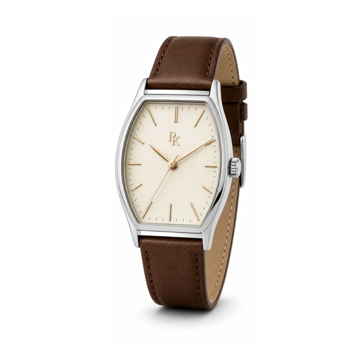 rk-ton-38-crm-brn-strap Royal Kinzy Tonneau 38mm Cream Brown Tonneau Watch - Image 5