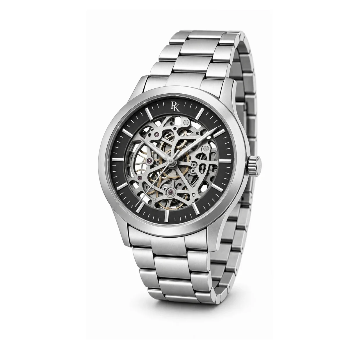 rk-vlt-42-skl-stl-angle Royal Kinzy Vault 42mm Steel Skeleton Watch - Image 3