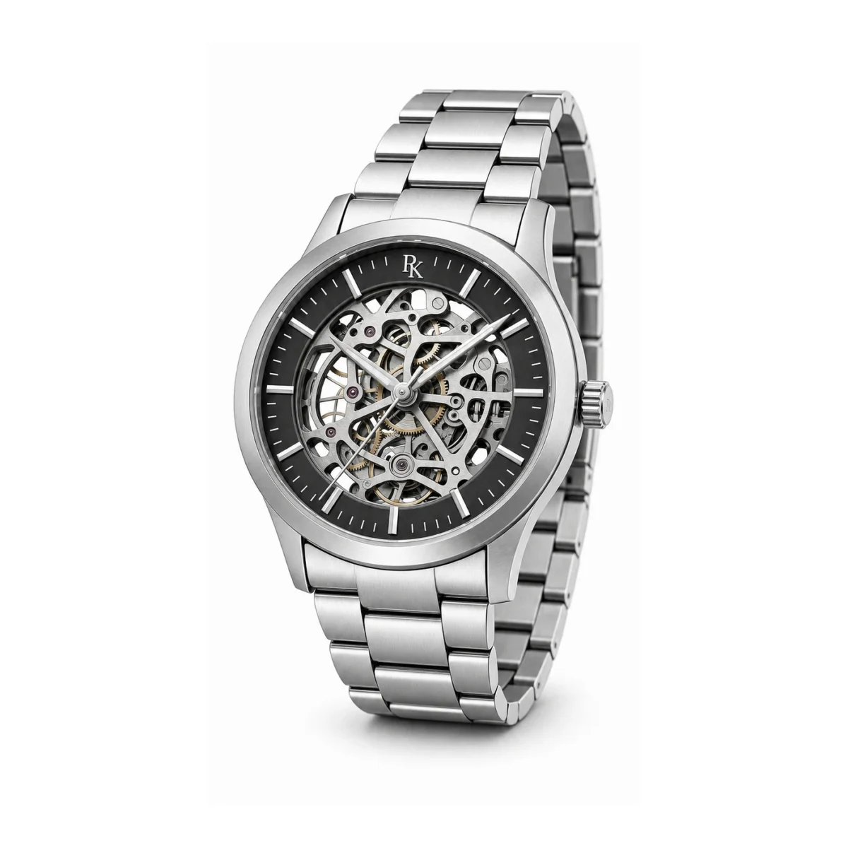 rk-vlt-42-skl-stl-front Royal Kinzy Vault 42mm Steel Skeleton Watch - Image 2