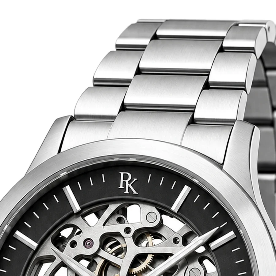 rk-vlt-42-skl-stl-strap Royal Kinzy Vault 42mm Steel Skeleton Watch - Image 5