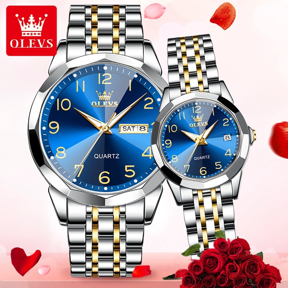 olevs 9970 couple watch for men women luxury number dial rhombus mirror quartz hand clock stainless steel original dress watches olevs 9970 couple watch for men women luxury number dial rhombus mirror quartz hand clock stainless steel original dress watches