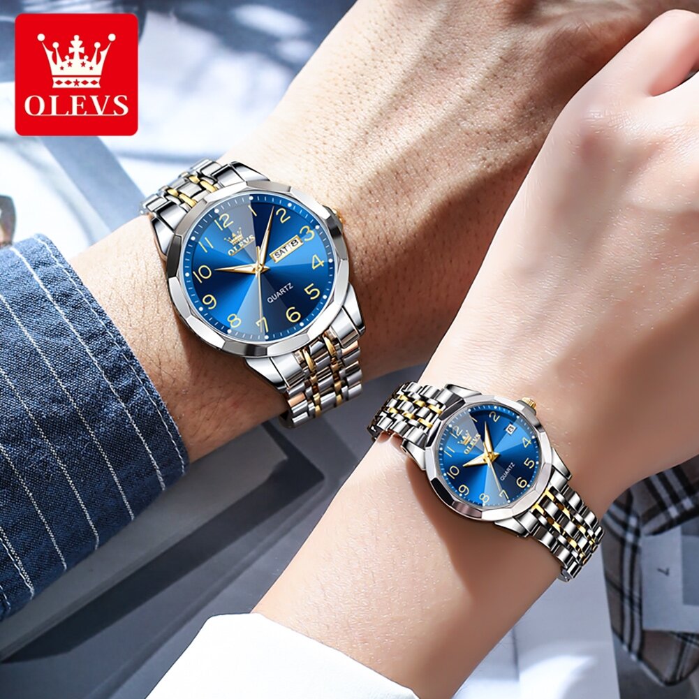 olevs 9970 couple watch for men women luxury number dial rhombus mirror quartz hand clock stainless steel original dress watches olevs 9970 couple watch for men women luxury number dial rhombus mirror quartz hand clock stainless steel original dress watches