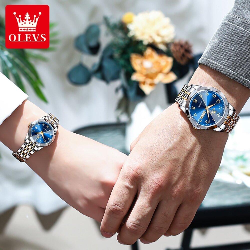 olevs 9970 couple watch for men women luxury number dial rhombus mirror quartz hand clock stainless steel original dress watches olevs 9970 couple watch for men women luxury number dial rhombus mirror quartz hand clock stainless steel original dress watches