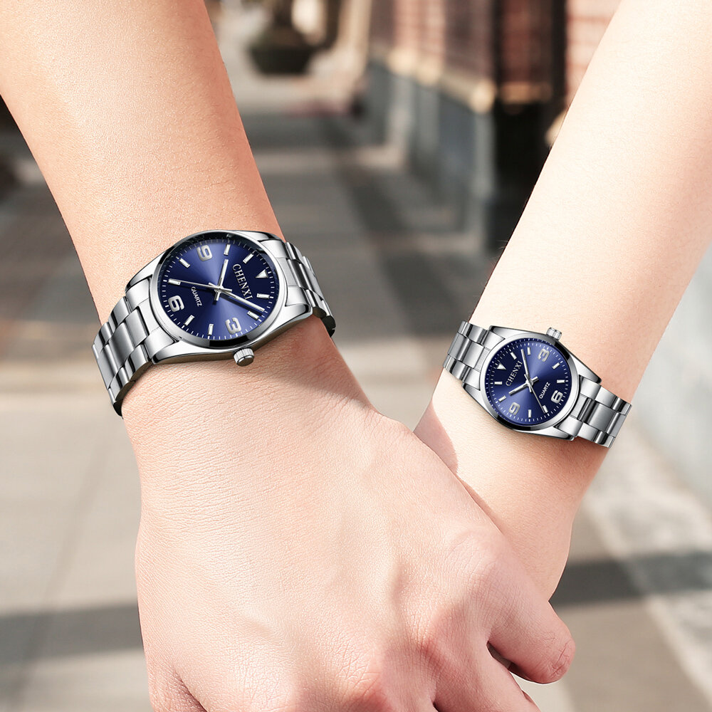 chenxi casual fashion couple watch stainless strap luminous men's and women's classic style quartz wristwatches lover's gift chenxi casual fashion couple watch stainless strap luminous men's and women's classic style quartz wristwatches lover's gift