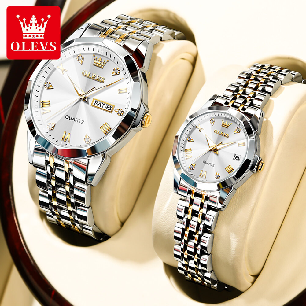 olevs 9931 top original couple watch stainless steel rhombus mirror design luxury quartz watch for men women lover's wristwatch olevs 9931 top original couple watch stainless steel rhombus mirror design luxury quartz watch for men women lover's wristwatch
