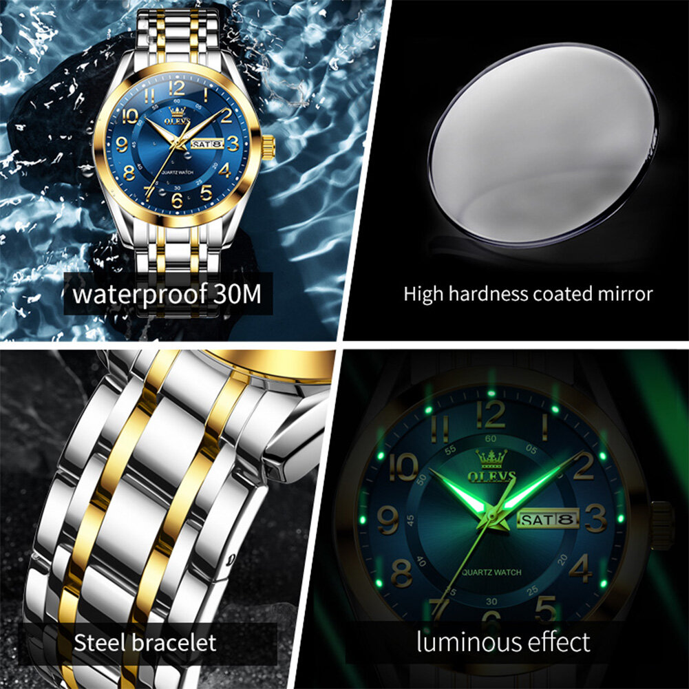 olevs 3666 couple watch luxury brand quartz watch waterproof watch lover gift night light classic date week clock his her watch olevs 3666 couple watch luxury brand quartz watch waterproof watch lover gift night light classic date week clock his her watch