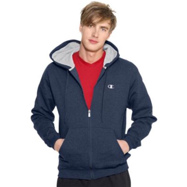 Champion Men's Eco Fleece Full Zip Hoodie, Navy, X-Large