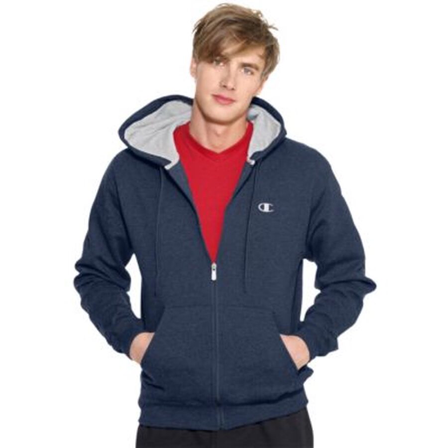 Champion Men's Eco Fleece Full Zip Hoodie, Navy, X-Large