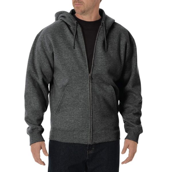 Dickies Men's Big & Tall Midweight Fleece Full Zip Hoodie- Dark Heather Gray XL Tall
