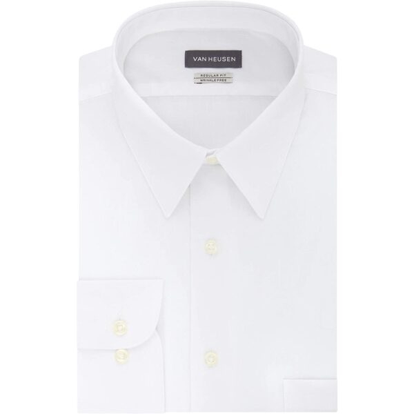 Van Heusen Men's Regular Fit Poplin Dress Shirt, White, 17 34-35