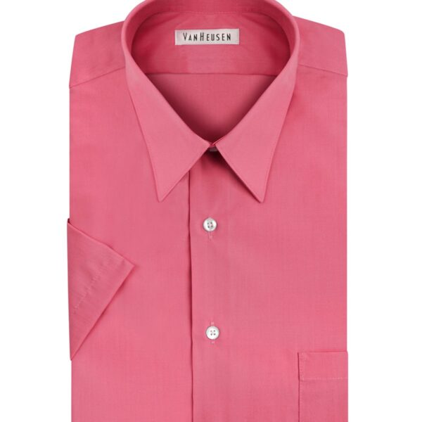 Van Heusen Men's Short Sleeve Dress Shirt Regular Fit Poplin Solid 15.5 Neck Cameo Blue