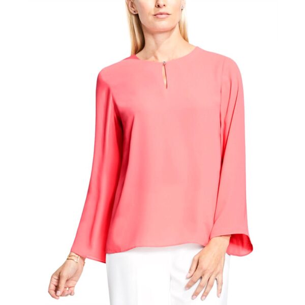 Vince Camuto $79 NEW 19037 Bell-Sleeve Keyhole Blouse Women's Top XS