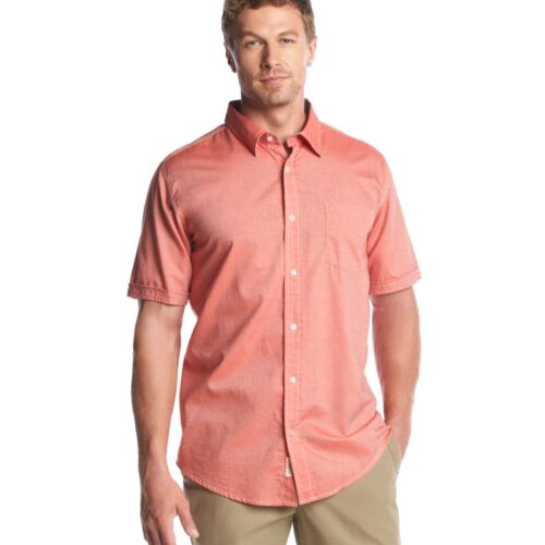 Weatherproof Men's Short Sleeve Cotton Button Down Shirt